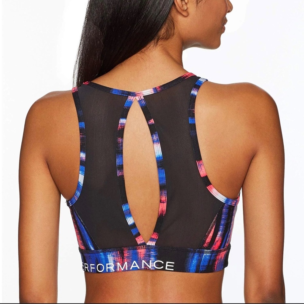 Calvin Klein Performance Tribeca Abstract Print Mesh Racerback Sports Bra L #184